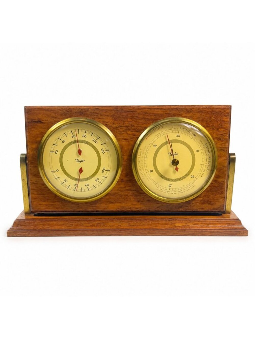 Wood Brass DeskTop Weather Station Taylor Temperature Humidity Barometric Pressu